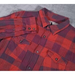 Field & Stream Shirt Mens XL Red Purple‎ Plaid Flannel Button Up Outdoors Casual